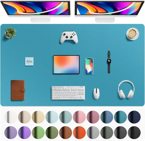 Vista 248 de Aothia - Protector de escritorio de cuero sintético grande, base antideslizante para mouse y superficie para escribir, impermeable, fácil de Agua
