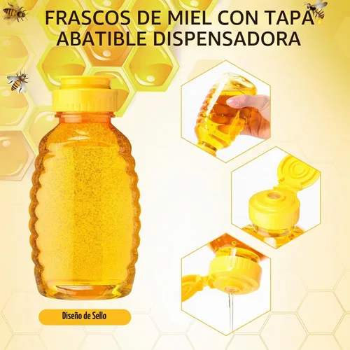 Vista 3 de Didaey - Paquete de 72 botellas de plástico de miel de 16 onzas con tapa