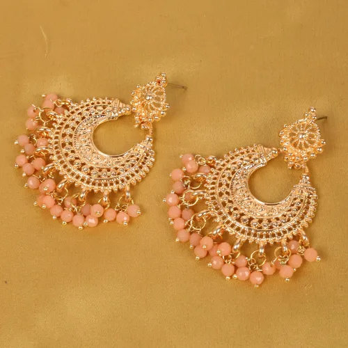 Vista 3 de Touchstone Pendientes de diseño indio de Bollywood en tono dorado antiguo o plateado para mujer.