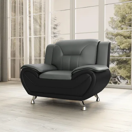 Vista 7 de Container Furniture Direct Silla y sofá de piel sintética de estilo moderno con reposabrazos extra cómodos, ideal para sala de estar, dormitorio u