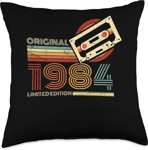 Vista 4 de Retro Limited Edition 1984 Cassette Tape 42nd Birthday Throw Pillow