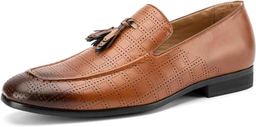 Vista 15 de JITAI Zapatos Penny de cuero con puntera de mocasín para hombre Negro/01