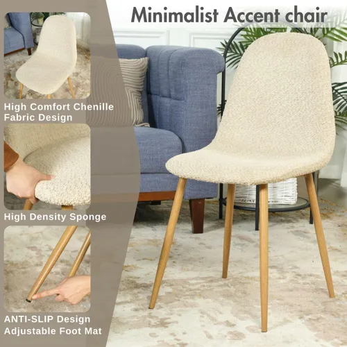 Vista 5 de Homy Casa Mid-Century - Juego de sillas de comedor tapizadas, sillas de cocina con patas de metal, sillas laterales con tapicería de Beige
