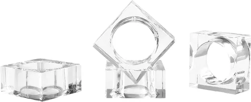 Vista 7 de Juego de 12 servilleteros de cristal, diseño cuadrado, decoraciones navideñas para cena, juego de 12