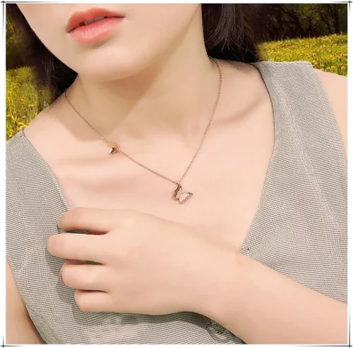Vista 3 de WDSHOW Aretes de oro esmerilados con forma de mariposa rosa de 18 K para niña o mujer
