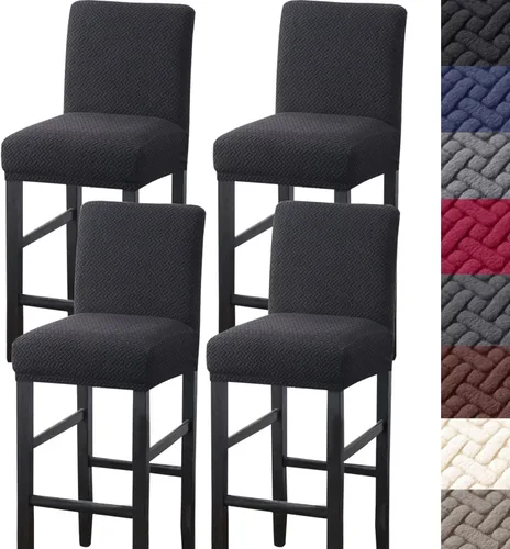Vista 8 de HFCNMY Fundas para taburetes de bar, paquete de 2 fundas elásticas para taburetes de bar con respaldo, fundas de taburete de bar de jacquard