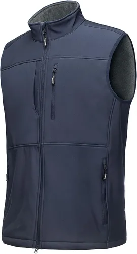 Vista 16 de Outdoor Ventures Chaleco de correr para hombre, ligero, resistente al viento, forro polar, softshell, sin mangas, para golf Verde militar