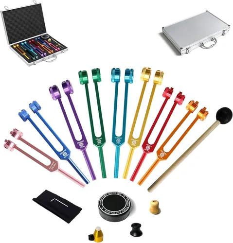 Vista 10 de MIMIRACLE Juego de diapasón de 432 Hz con elegante resonador de madera, ideal para meditación y relajación