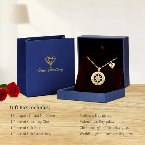 Vista 5 de Peeshow Letter Necklace for Women 18k Gold Compass Initial Necklaces for Her Gift for Wife Jewelry on Anniversary Birthday Gifts for Wife form