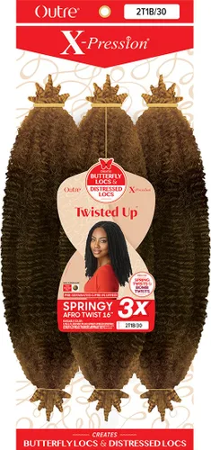 Vista 4 de Outre X-Pression Trenzado sintético - 3X SPRINGY AFRO TWIST 16 (2T1B/30)