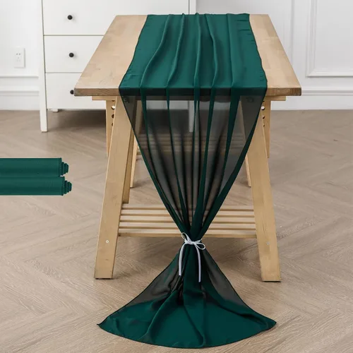 Vista 44 de Paquete de 2 caminos de mesa de gasa de 10 pies de 29 x 120 pulgadas, camino de mesa romántico transparente para boda, fiesta de cumpleaños