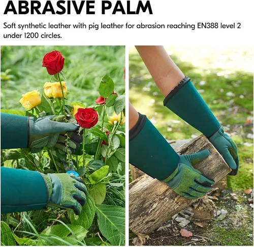 Vista 6 de Vgo... 1 par de guantes de jardinería, guantes de trabajo de seguridad, guantes de manga larga, a prueba de pinchazos, a prueba de espinas, pantalla