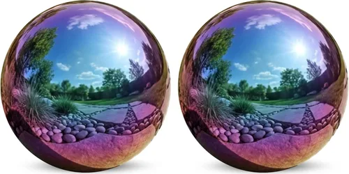 Vista 14 de Lulu Decor, bola de espejo de observación de cobre y acero inoxidable de 30,48 cm, globo de decoración de jardín con acabado suave y brillante