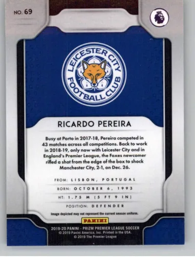 Vista 2 de 2019-20 Prizm English Premier League (EPL) Soccer #69 Ricardo Pereira Leicester City Official Futbol/Soccer Card From Panini America