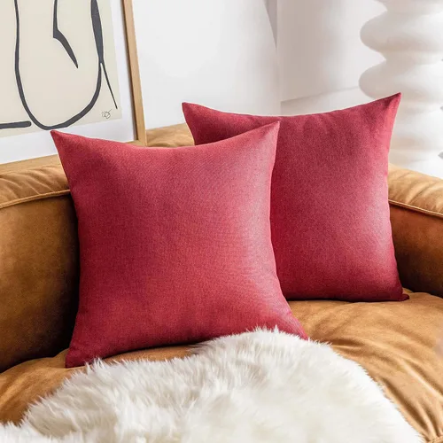 Vista 37 de Fundas de almohada decorativas Demetex grises 18x18, fundas de almohada cuadradas de lino para sofá, fundas de almohada estilo granja para cama