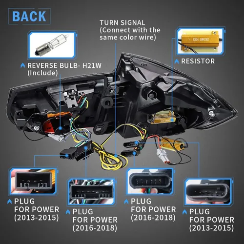 Vista 5 de VLAND Luces traseras LED compatibles con BMW Serie 3 BMW F30 F35 F80 320i 328i 328D 335i M3 6ª generación sedán 13-18 con intermitentes ámbar