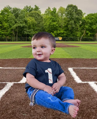 Vista 2 de Camiseta de béisbol número 1 para el primer cumpleaños, regalos para niños de un año
