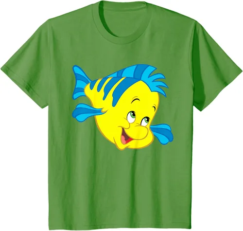 Vista 94 de Disney Camiseta de disfraz de cara grande de la Sirenita Flounder Sidekick