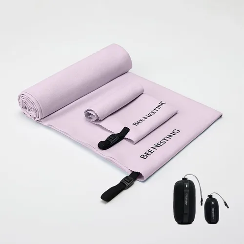Vista 42 de Bee Nesting Toalla ultraligera de secado rápido – Paquete de 2 toallas de microfibra medianas y pequeñas con bolsillo compacto plegable para viajes
