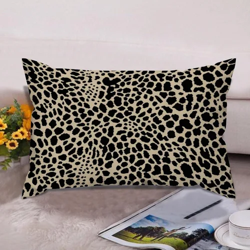 Vista 4 de Fundas de almohada con estampado de leopardo y guepardo negro y marrón, 12 x 18 pulgadas, fundas de cojín de granja para sofá, sala de estar