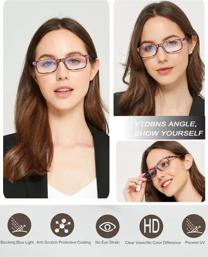 Vista 7 de Lentes de lectura para mujer, elegantes lectores con bloqueo de luz azul, anteojos para mujer, anteojos de computadora de moda