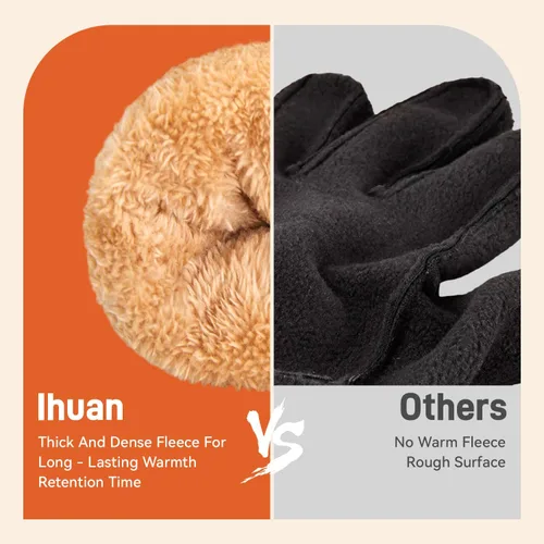 Vista 5 de ihuan Guantes de invierno para hombres y mujeres, impermeables, cálidos, guantes de nieve para clima frío, material térmico para esquí, snowboard