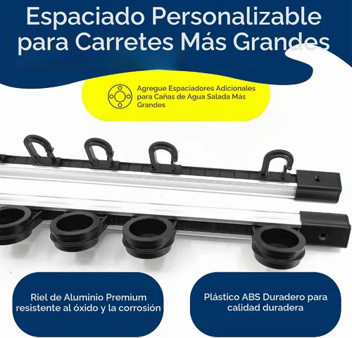 Vista 3 de Rush Creek Creations Estante de almacenamiento de caña de pescar de pared o techo para 10 cañas, soporte vertical u horizontal para caña de pescar