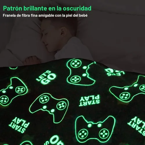 Vista 3 de Jekeno Manta para Juegos que Brilla en la Oscuridad, Manta de Tiro de Controlador de Videojuegos para Gamers, Juguetes de Regalo para Niños