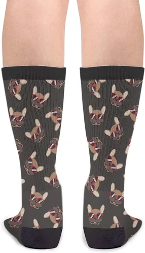 Vista 2 de YISHOW Calcetines novedosos unisex con diseño de flamenco y perezoso de unicornio azul, divertidos y divertidos calcetines de vestir