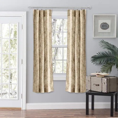 Vista 8 de Ellis Curtain Lexington Leaf Tailored Swags, Azul 56"x36