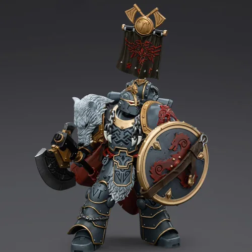 Vista 5 de JOYTOY Figuras de acción 1/18 Lobos Espaciales Legión Pretor con hacha de poder y escudo de combate 4.8 pulgadas, colección 30K, modelo de regalos