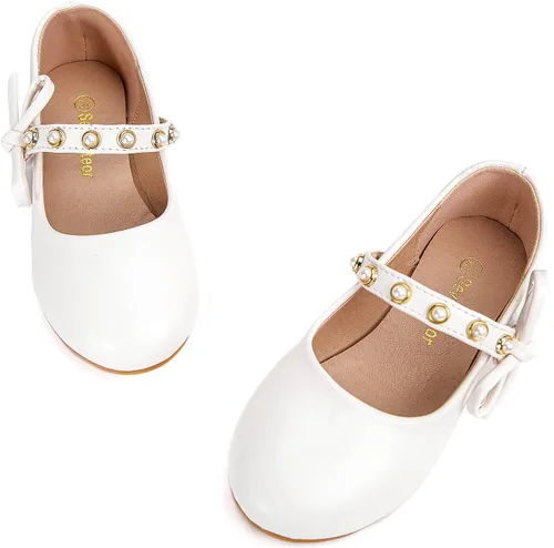 Vista 3 de Zapatos planos de bailarina Mary Jane para niñas pequeñas, zapatos de vestir para bodas, fiestas, ballet, zapatos planos