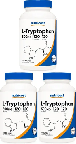 Vista 9 de Nutricost L-triptófano 500 mg, 120 cápsulas (2 botellas)