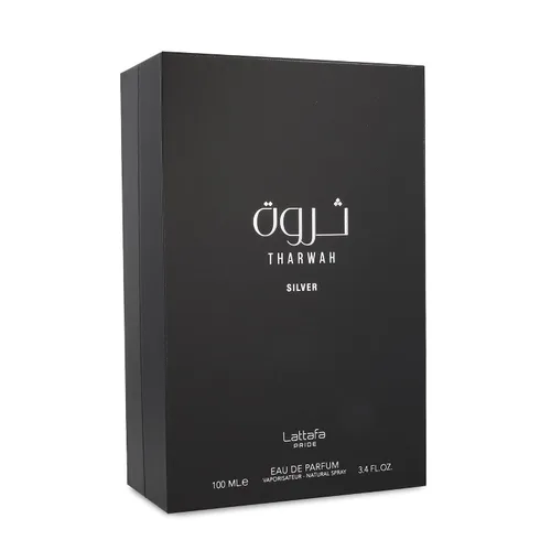Vista 3 de Lattafa Perfumes Tharwah Silver para Eau de Parfum en espray unisex, 3.4 onzas