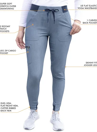 Vista 4 de Adar Pro - Conjunto de ropa quirúrgica con mejora de movimiento para mujer, blusa médica con cuello en V y pantalón médico deportivo y para yoga