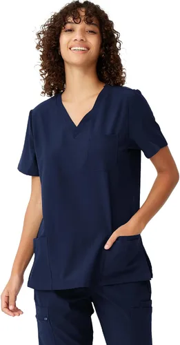 Vista 21 de floralhue Uniformes médicos para mujeres, blusas de uniforme médico suaves con cuello en V, uniforme médico elástico con 4 bolsillos, transpirable