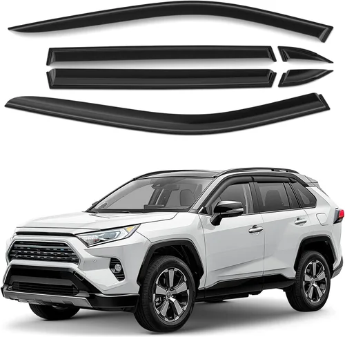 Vista 9 de Deflectores de ventana tintados ahumados con cinta adhesiva para ventana lateral, deflectores de lluvia compatibles con Nissan Rogue Sport 2017-2022