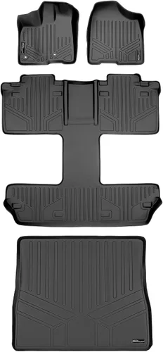Vista 33 de MAXLINER - Juego de tapetes de piso de ajuste personalizado de 3 filas para Toyota Sienna 2011-2012