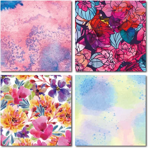 Vista 6 de paquete de papel decorativo para álbumes de recortes de 48 hojas 6 X 6.5 - Acuarela Flora - para elaboración de tarjetas, diario, planificador