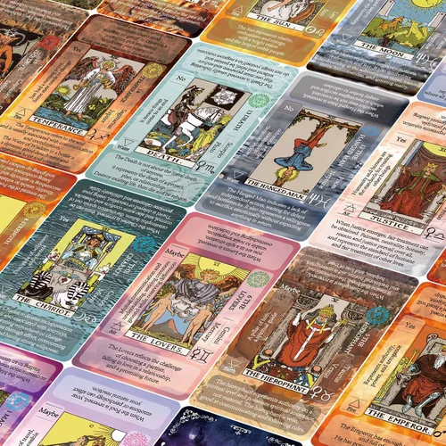 Vista 4 de IXIGER - Juego de cartas de tarot con libro guía, cartas de tarot para principiantes con significados en ellas.