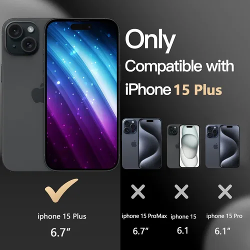 Vista 2 de Diverbox Funda para iPhone 15 Plus [a prueba de golpes] [a prueba de caídas] [protector de pantalla de vidrio templado], funda de protección