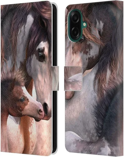 Vista 300 de Head Case Designs Officially Licensed Laurie Prindle A Morgan Christmas Western Stallion Leather Wallet Case Compatible with Samsung Galaxy A07 4G