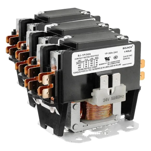 Vista 9 de BOJACK Contactor de CA de propósito definido de 1 polo, bobina FLA 25 A, 24 VCA. Contactor para compresor de condensador de aire acondicionado