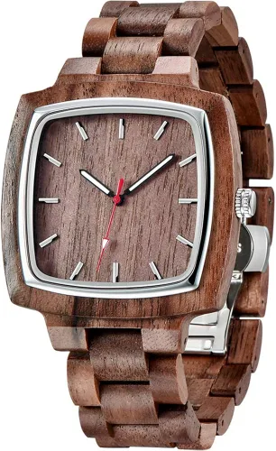 Vista 9 de Tiong Brand Wooden Watches Mens with Handmade Colorful Bamboo Wood Watch Analog Date Quartz Wooden Watch for Men
