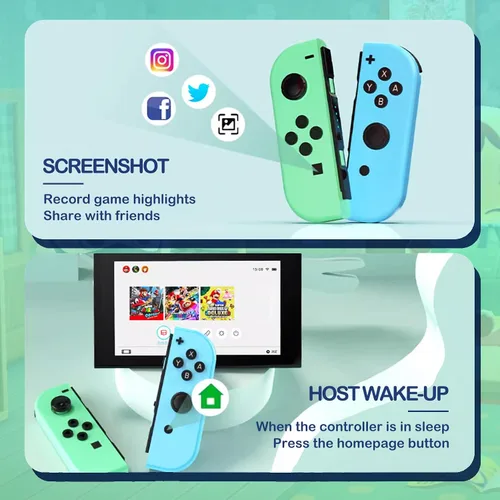 Vista 5 de VIWOMQ Controller Compatible for Nintendo Switch, Replacement Wireless Controllers with Dual Vibration, Wake-up, Motion Control