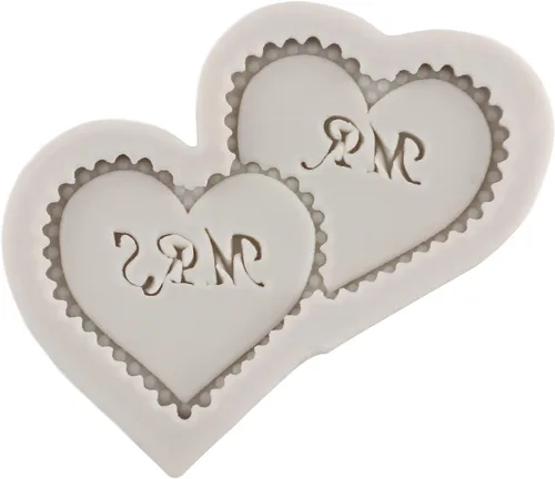 Vista 8 de Sijiangmold Molde de fondant de corazón MR MRS I DO, molde de silicona para decoración de tartas, molde de anillo de copa de vino de champán