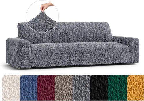 Vista 36 de PAULATO BY GA.I.CO. Funda para sofá, funda de sofá biplaza, funda elástica para sillón, funda de tela de poliéster suave, colección terciopelo Negro