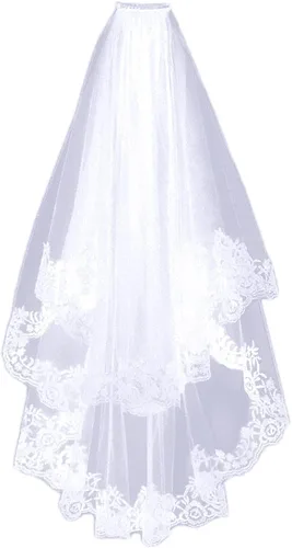 Vista 2 de Velo de boda negro para novia velo funerario velo de encaje negro y guantes para cosplay fiesta día de los muertos