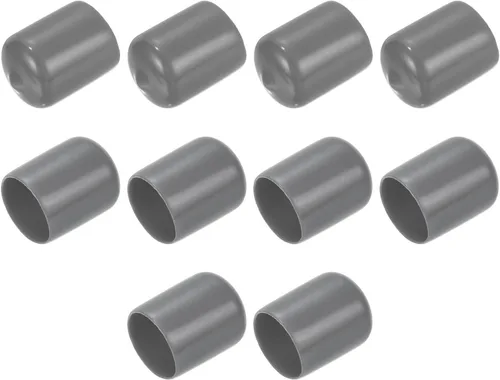 Vista 200 de uxcell 10 tapas de goma para extremos de 0.591 in de identificación, tapa de extremo redondo, protectores de rosca de tornillo, color negro