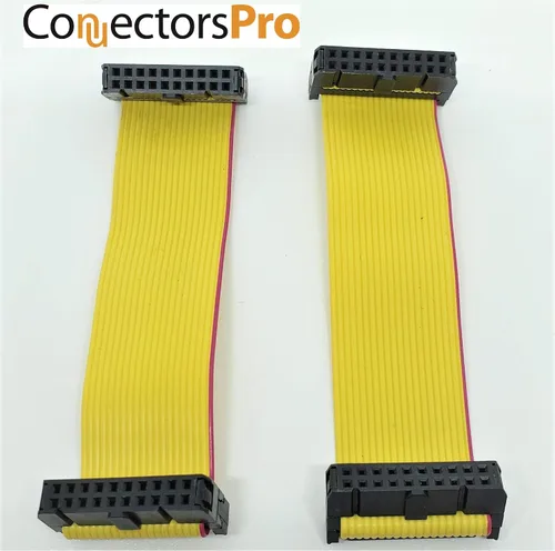 Vista 4 de Paquete de 5 conectores hembra IDC 2x10 20P 0.100 in 4.7 in 4 pulgadas, cable de cinta plano amarillo, filas dobles 20 pines paso FC F/F